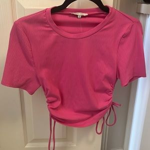 Pink drawstring crop top SMALL